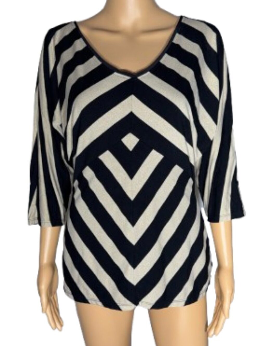 WHBM Striped Dolman Metallic Stretch Top Lined Medium